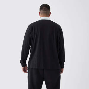 เสื้อโปโลผู้ชายสั่งทำพิเศษ สีพื้น คอปกตัดสี แขนยาว ผ้าฝ้าย 100% ทรงหลวม สกรีนลายตามสั่ง - Product Image 3