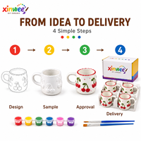 Набор для росписи керамической кружки Xinwee Aesthetic DIY с вишневым узором для девочек, вирусный тренд TikTok, набор для творчества в стиле кокетки, подарок на день рождения