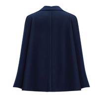 Blazer Cape Jack and Jill pour femme, bleu marine, veste de costume cintrée, tenue élégante et formelle, logo brodé, blazer de bureau élégant