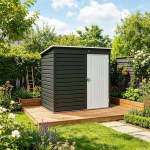 Casetta da Giardino per Attrezzi, Facile da Montare, Impermeabile e Antiroditore, con Telaio in PVC e Lega Zincata - Product Image 1