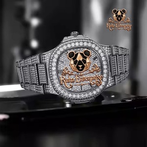 นาฬิกาข้อมือผู้ชาย Ruha Enterprise Iced Out Diamond รุ่นอนาล็อกควอตซ์ ตัวเรือนสแตนเลสทรงเหลี่ยมหรูหรา ประดับเพชร - Product Image 5