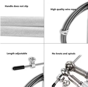 Corde à sauter réglable en acier avec poignées métalliques et câble pour l'exercice à domicile, unisexe, fitness - Product Image 2