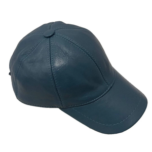 Wholesale Luxury <b>Plain</b> Leather <b>Baseball</b> <b>Cap</b> Custom Embossed Logo Cowhide Strapback - Product Image 1