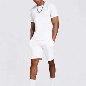Ensemble 2 pièces pour homme, mode été, t-shirt en coton respirant et survêtement imprimé, tenue décontractée - Product Image 1