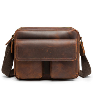 Vintage Crazy Horse Leather Mens Crossbody Bag Women Handbag Small Messenger Bag Laptop <b>Briefcases</b> - Product Image 1