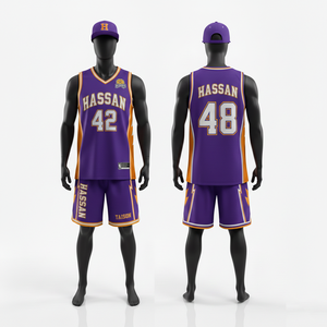 Uniforme de basket-ball pour homme en maille polyester respirante GSM de qualité supérieure, bleu royal, jaune, avec panneau latéral éclairé et logo en twill. - Product Image 3