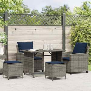 Ensemble de canapés de jardin en rotin PE bleu marine et gris avec structure en acier thermolaqué, mobilier d'extérieur élégant - Product Image 3