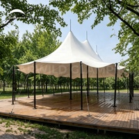 Tente de mariage de luxe en toile de voile : Solution tout-en-un pour la planification d'événements avec structure en poteaux d'acier pour les investisseurs haut de gamme dans les campings