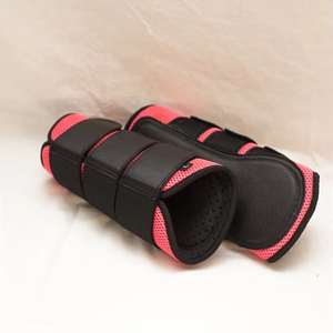Customizable Horse Boot High Elastic Mesh & Neoprene Outdoor Protective Leg Tendon Guard Turnout Boots <b>Red</b> Black - Product Image 2