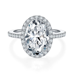 Anillo de Aniversario Personalizado para Mujer, Chapado en Rodio, con Moissanita Ovalada en Forma de Huevo, Plata de Ley 925 - Product Image 2