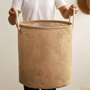 Sac à linge en toile de jute naturelle, grande taille, réutilisable, pour le rangement des vêtements à la maison - Product Image 1
