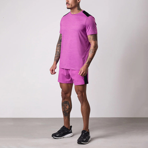 Men's Lightweight Summer Sports Running Outfit Custom Logo 3-Piece Tracksuit Breathable Skinny Color Jacket and Shorts <b>sets</b> - Product Image 2