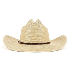 Comfortable 100% Fabric Natural Color Palm Leaf Cowboy Straw <b>Hat</b> Pu Leather Hatband <b>Western</b> for Party - Product Image 5