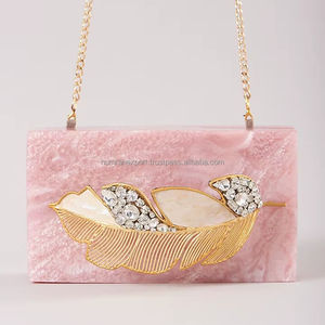 Pochette en résine aspect marbre de la meilleure qualité de l'Inde Sac à main/sac à bandoulière pour les fêtes de mariage Matériau métallique - Product Image 1