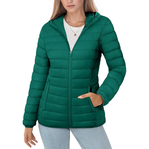 OEM Custom Logo <b>Women</b> Canvas Woven <b>Lightweight</b> Quilted Padded Hooded Collar Breathable Windproof Customized <b>Jackets</b> - Product Image 6