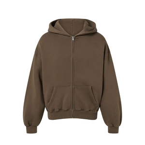 Wholesale <b>Brown</b> Zip up Streetwear Hip Hop Men's Hoodies Oversized Loose Sweatshirts Unisex Hoodies for Man - Product Image 1