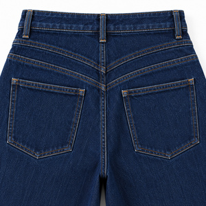 Jeans de mezclilla de cintura alta y pierna ancha para mujer, con doble arco en la espalda, color índigo intenso - Product Image 4