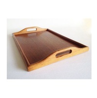 Plateau de service rectangulaire en bois avec gravure géométrique, design minimaliste, fait main, en bois massif