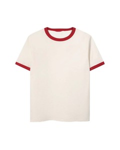 Men's <b>Cream</b> Solid Short Sleeve <b>T</b>-<b>Shirt</b> O-Neck Regular Fit Casual Knitted Contrast Trim 100% Cotton - Product Image 2