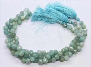 Cuentas de piedras preciosas sueltas de forma redonda facetada de Aguamarina natural hebras de Aguamarina hechas a mano para la fabricación de joyas precio al por mayor a granel - Product Image 3
