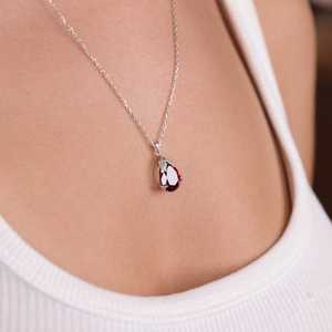 Pendentif Goutte d'eau en Rubis Rouge Feuille, Pierre Naturelle, Or Vintage, Pierre de Naissance de Janvier, Bijou en Pierre Précieuse, Cadeau pour Femme, Vente en Gros Inde - Product Image 3