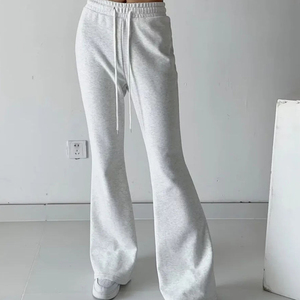 Best Custom Winter Lace Women <b>Trousers</b> Mid Waist Flare Leg Personalized Logo Printing Embroidery and Private Label Pants - Product Image 5