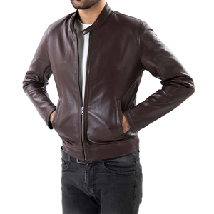 Chaqueta de cuero para hombre de ajuste cómodo, diseñada con cuero genuino de primera calidad, costuras duraderas y un aspecto elegante y moderno. - Product Image 5