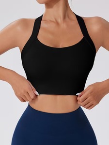 Women Criss <b>Cross</b> Sports Bra | High Impact Hook and Eye Back Closure Gym <b>Top</b> | Polyester Spandex Adjustable Workout Bralette - Product Image 2