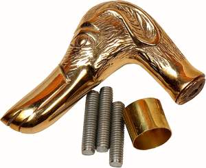 Bastón de Latón Hecho a Mano con Forma de Cabeza de Perro, Pulido, Estilo Antiguo - Product Image 2