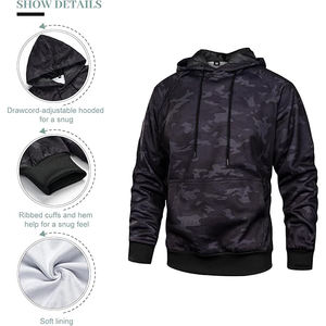 Sudadera con Capucha de Camuflaje Desértico para Hombre, Mezcla de Algodón y Poliéster, Sudadera con Capucha con Cordón Ajustable, Bolsillo Frontal, Estilo Casual - Product Image 3