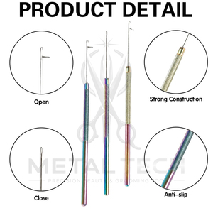 Wholesale Hair Extension Pulling <b>Needle</b> Steel Wire Loop <b>Threader</b> Latch Hook Tool Set Custom Supply For Micro Ring Installation - Product Image 3