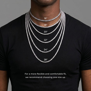 Collar de cadena tipo tenis con diamantes cultivados en laboratorio de 65 mm, estilo hip hop para hombre, joyería de lujo con diamantes redondos brillantes, oro de 14 quilates - Product Image 3