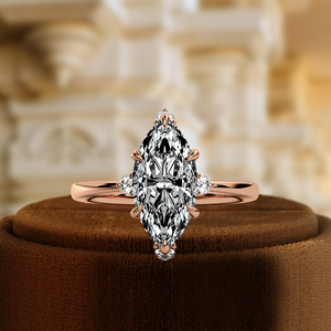 Bague en diamant de laboratoire taille marquise 1 carat, bague classique pavée en or blanc 14 carats, bague de mariage certifiée IGI, bague solitaire de mariée - Product Image 3