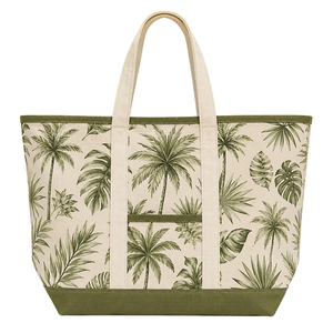 Sac de courses en coton premium avec imprimé palmiers tropicaux et feuilles botaniques |   Sac de transport réutilisable en tissu pour la plage - Product Image 1