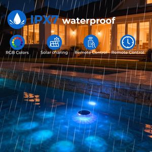 Lumière solaire flottante pour piscine avec télécommande, 12 modes d'éclairage, 3 réglages de minuterie, étanche IPX7 - Product Image 3
