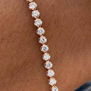 Luxury Moissanite Round Cut Tennis <b>Bracelet</b> Rose Gold Tone Classic Sparkling Elegant Jewelry Statement Gift for Women - Product Image 3