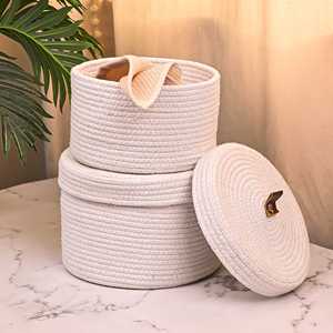Decorative Jute <b>Storage</b> Bins – Rustic Handmade Natural Fiber <b>Storage</b> <b>Basket</b> for Home Decor and Organization - Product Image 1