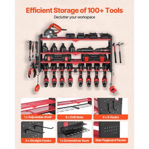 Organizzatore da Parete a 4 Livelli per Utensili Elettrici con 8 Supporti per Trapani e Portautensili - Product Image 4