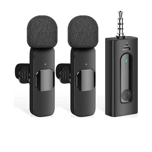 Professional Wireless Lavalier Microphone Noise Reduction Mini Clip on Recording Mic USB C Lightning for iPhone Android Video