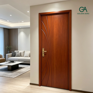 Puerta Interior de Madera Sólida Golden Aero, Diseño Curvo Contemporáneo, Superficie Acabada, Apertura Manual, para Sala de Estar, GA-28L - Product Image 1