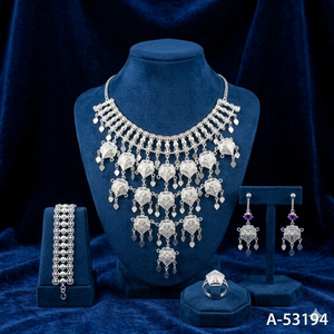 MOLL JEWELLERS Luxury Bridal Wedding Jewelry Set <b>Necklace</b> Earrings <b>Ring</b> Bangle Zircon Link Chain Gold Silver Trendy A-53196 - Product Image 3