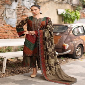 Robe Lenin de qualité supérieure pour femmes, vêtements d'hiver, ensembles shalwar kameez pour femmes en lin brodé et imprimé de très haute qualité. - Product Image 1