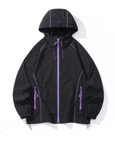 High Quality Unisex Black Hooded Lightweight Spring Casual Breathable Running <b>Jacket</b> <b>Waterproof</b> Reflective Windbreaker Sports - Product Image 2