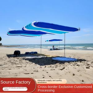 Abri solaire portable à énergie éolienne personnalisé pour l'extérieur, tente de plage en nylon à ouverture rapide avec design côtier, parasol de protection solaire - Product Image 2