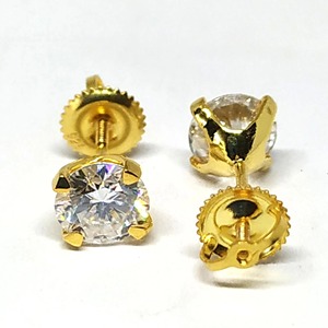 ต่างหูเพชรจำลอง 2.00 กะรัต ชุบทอง 14K/18K เงินแท้ 925 แบบเกลียวหลัง ของขวัญวันแม่ หรูหรา ทันสมัย - Product Image 1