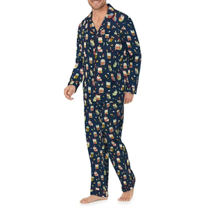 Ensemble de pyjama 2 pièces pour homme au design unique, personnalisable OEM, avec manches longues, extensible, imprimé ou uni - Product Image 3