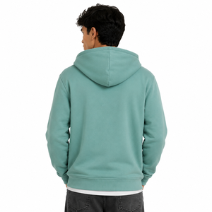 Sudadera con capucha y cremallera para hombre, personalizada al por mayor, de color liso, forro polar, corte regular, mezcla de algodón, con logo bordado frontal - Product Image 3