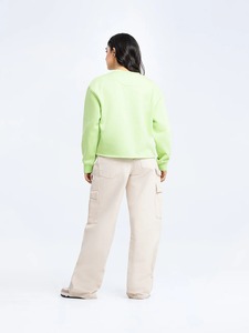 Premium Women's 100% Polyester Knitted Sweatshirts Stylish Pullovers with Front Logo Printed ODM Wholesale Clothing for Winter - Product Image 6