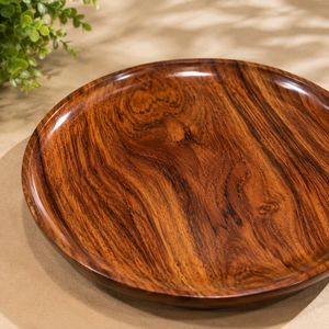 Plateau de service en bois artisanal de luxe, finition bois naturel riche, pour la salle à manger et la décoration de la maison, plateau décoratif - Product Image 6