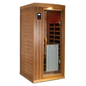 Sauna interior de lujo para una persona, bajo EMF, infrarrojo lejano, cedro rojo con características premium - Product Image 6